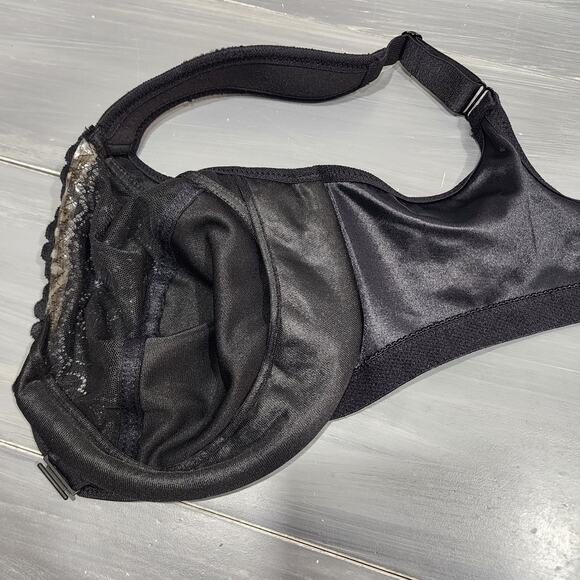 Glamorise Bra 34F  Full Figure Plus‎ Size Wonderwire Front Close 1245 Black - Picture 4 of 6